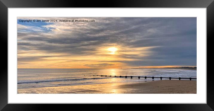 Northumbrian Beach Sunrise Panorama Framed Mounted Print by Jim Jones