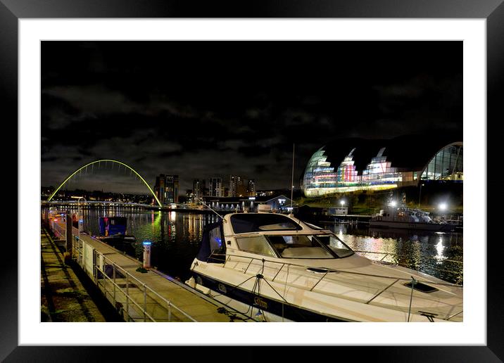 Newcastle at Night Framed Mounted Print by Jim Jones