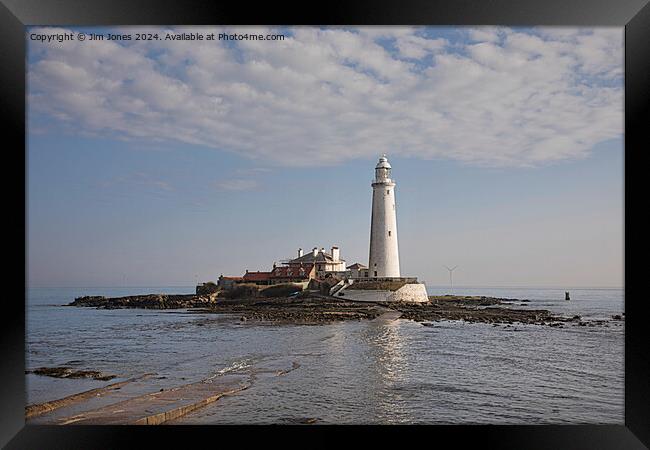 St Mary's Island under bright March sunshine Framed Print by Jim Jones