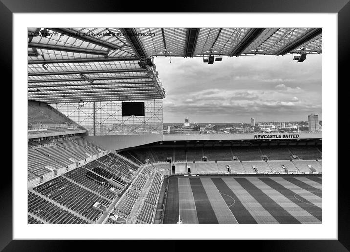 St James Park, Newcastle upon Tyne - Monochrome Framed Mounted Print by Jim Jones