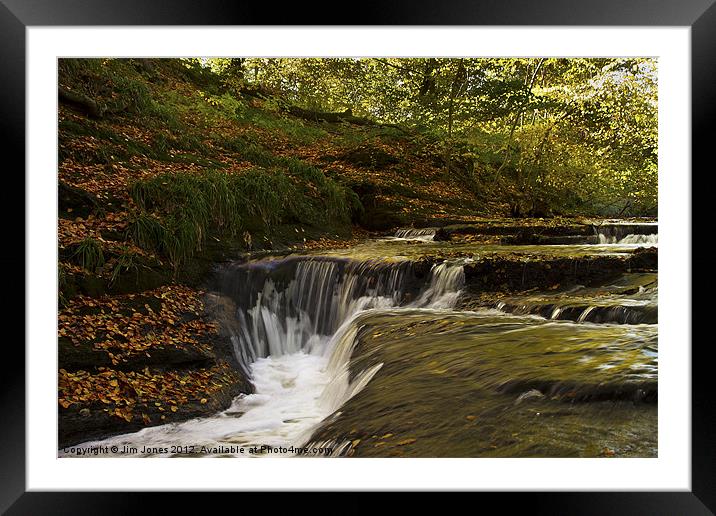 Cascading River in Autumn Framed Mounted Print by Jim Jones