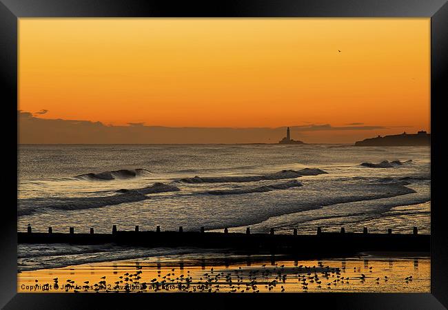 Golden Sunrise Over Silvery Waves Framed Print by Jim Jones