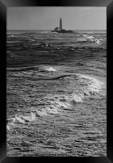 Rough Seas around St Marys Framed Print by Jim Jones