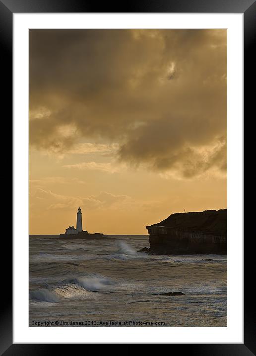 St Marys Island from Collywell Bay Framed Mounted Print by Jim Jones