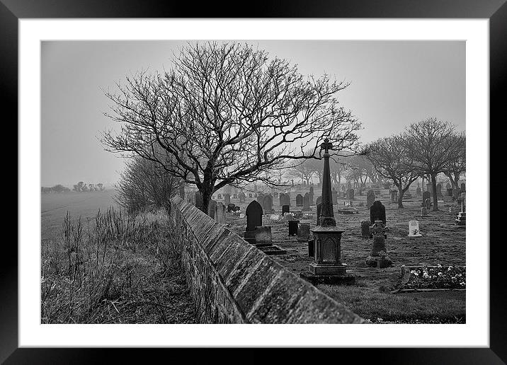 Mist over the Cemetery Framed Mounted Print by Jim Jones