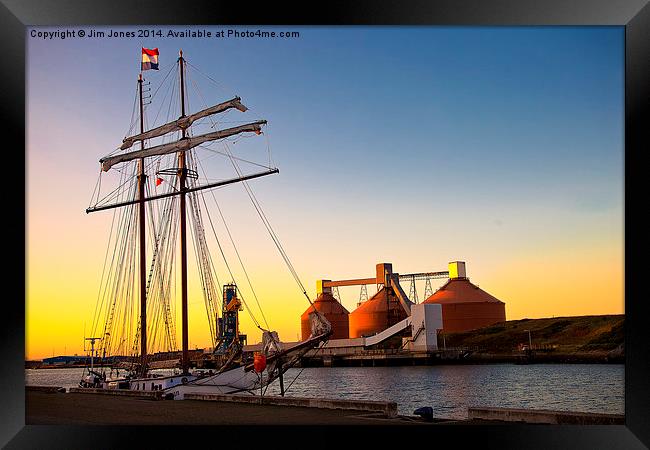  Sunset, sails and Silos Framed Print by Jim Jones