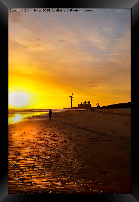  Early morning stroll along the beach Framed Print by Jim Jones