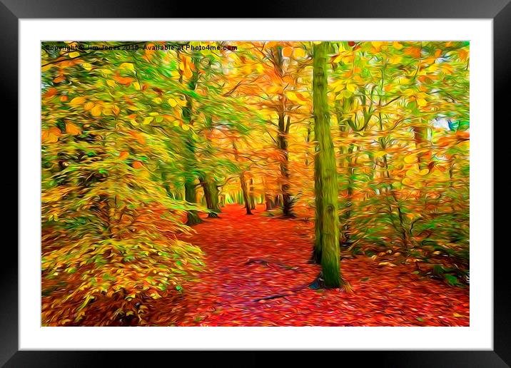  Autumn Woodland with swirly lines filter Framed Mounted Print by Jim Jones