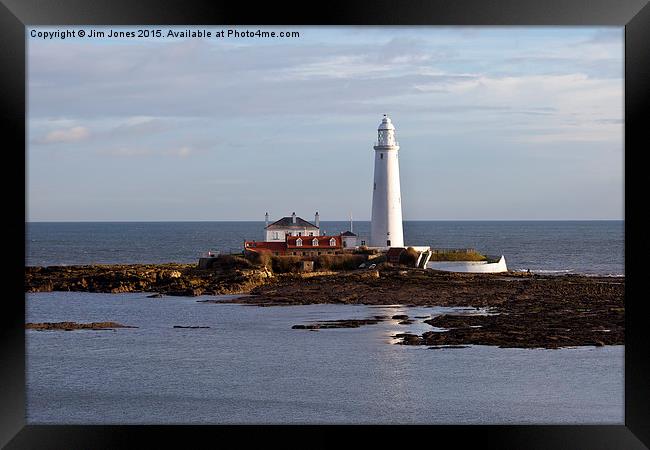  St Mary's Island and Lighthouse Framed Print by Jim Jones