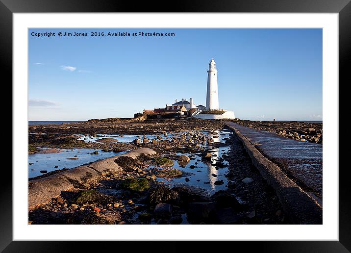 Reflections of St Mary's Lighthouse Framed Mounted Print by Jim Jones