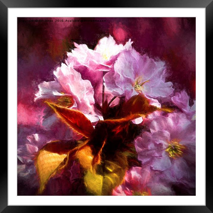 Artistic Copper leaves and Cherry blossom Framed Mounted Print by Jim Jones