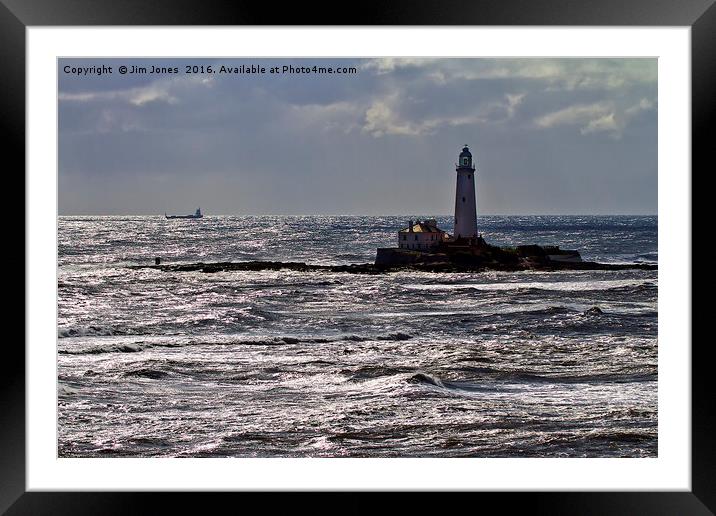 Silver sea and St Mary's Framed Mounted Print by Jim Jones