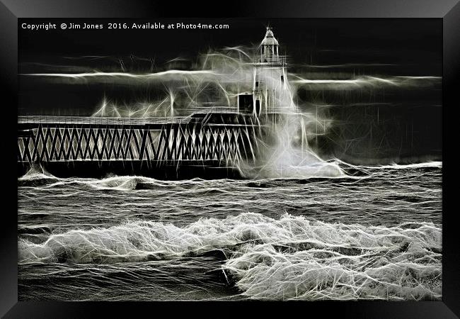 Fractal Lighthouse and pier Framed Print by Jim Jones