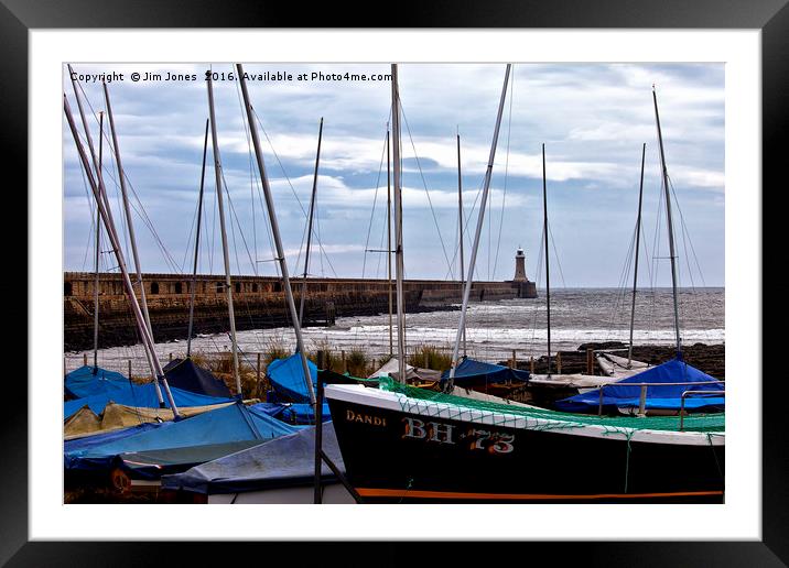 Tynemouth Pier and sailing boats Framed Mounted Print by Jim Jones
