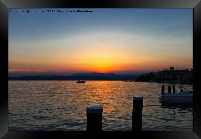 Sunset on Lake Garda Framed Print by Jim Jones