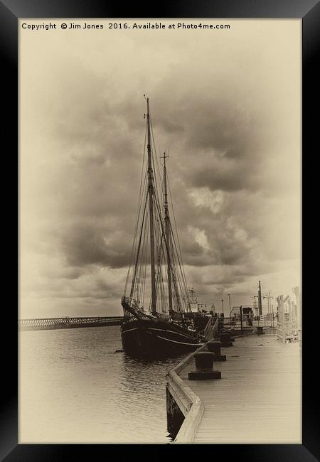 Antique Plate Tall Ship Framed Print by Jim Jones