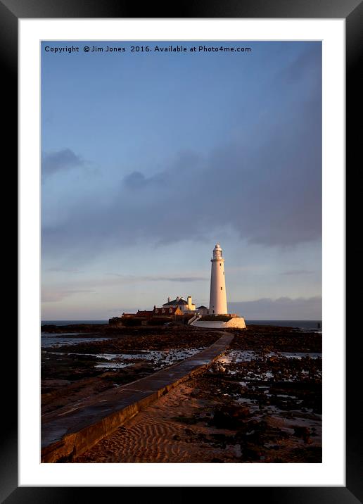 St Mary's Island and lighthouse. Framed Mounted Print by Jim Jones