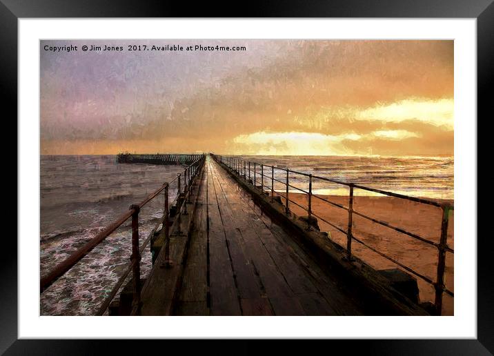 The Old Wooden Pier Framed Mounted Print by Jim Jones