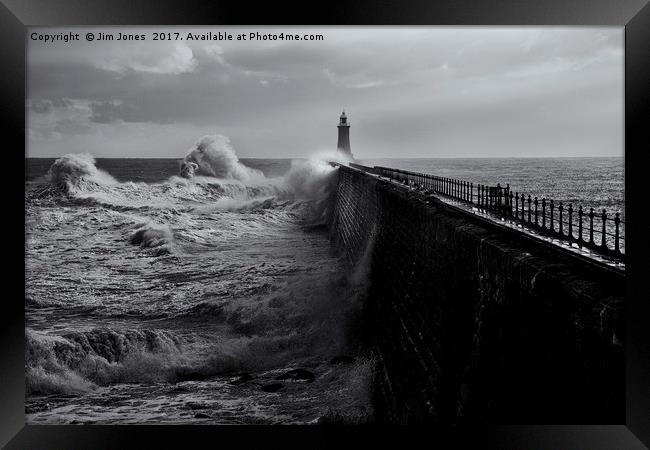 Stormy weather at Tynemouth Framed Print by Jim Jones