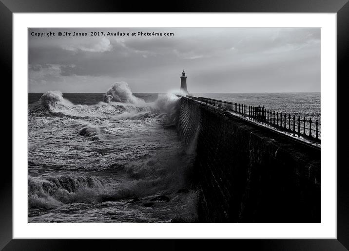Stormy weather at Tynemouth Framed Mounted Print by Jim Jones