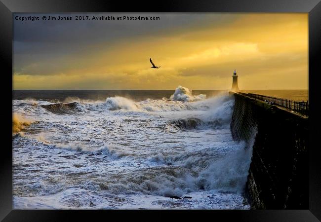Stormy weather at Tynemouth Framed Print by Jim Jones