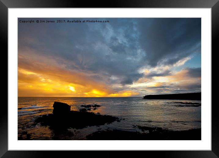 Sunrise at Collywell Bay Framed Mounted Print by Jim Jones