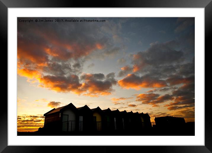 Sunrise over the Beach Huts Framed Mounted Print by Jim Jones
