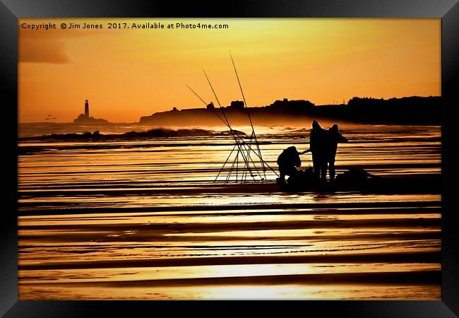 Fishermen at Sunrise Framed Print by Jim Jones