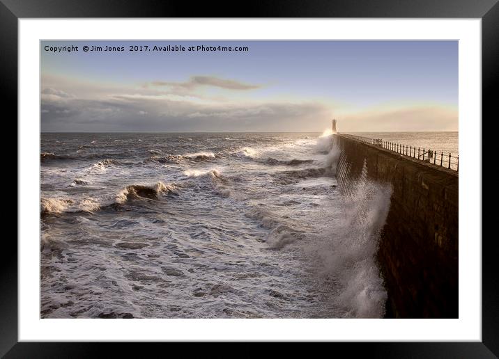 Stormy weather at Tynemouth Framed Mounted Print by Jim Jones