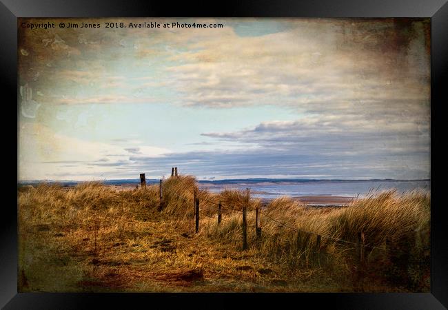 Artistic Druridge Bay from the dunes Framed Print by Jim Jones