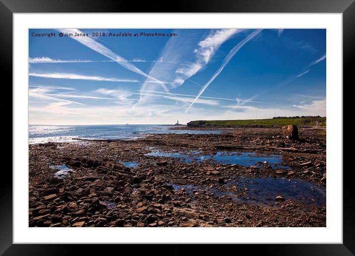 Collywell Bay at low tide Framed Mounted Print by Jim Jones