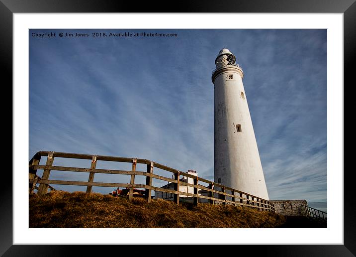 St Mary's Lighthouse Framed Mounted Print by Jim Jones