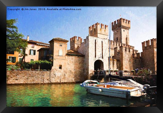 Scaliger Castle, Sirmione with an artistic filter Framed Print by Jim Jones