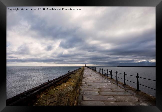 Tynemouth pier in perspective Framed Print by Jim Jones