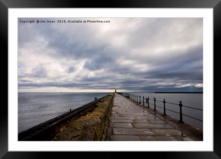 Tynemouth pier in perspective Framed Mounted Print by Jim Jones