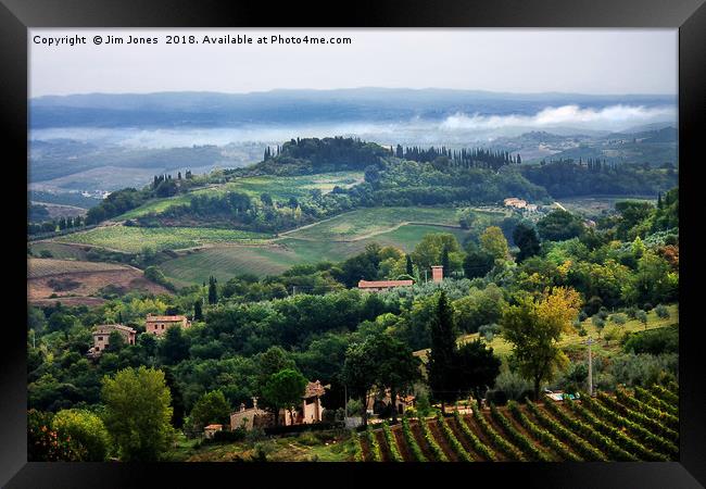 The Rolling Hills of Tuscany Framed Print by Jim Jones