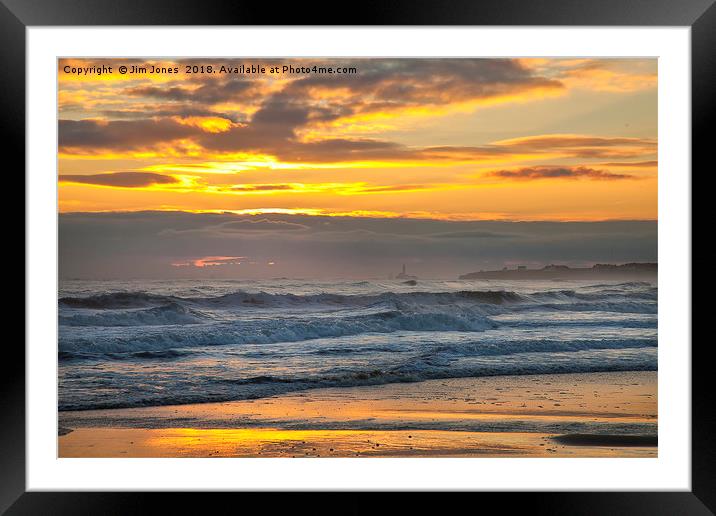 Golden sky and silver sea Framed Mounted Print by Jim Jones