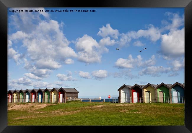 The Beach Huts at Blyth in Northumberland Framed Print by Jim Jones