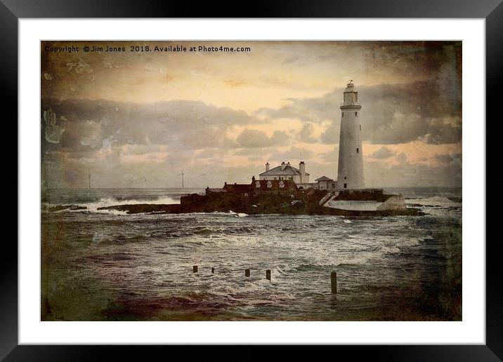 Artistic St Mary's Island and Lighthouse Framed Mounted Print by Jim Jones
