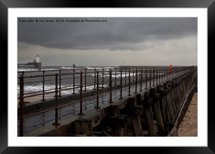 The Old Wooden Pier on a stormy morning Framed Mounted Print by Jim Jones