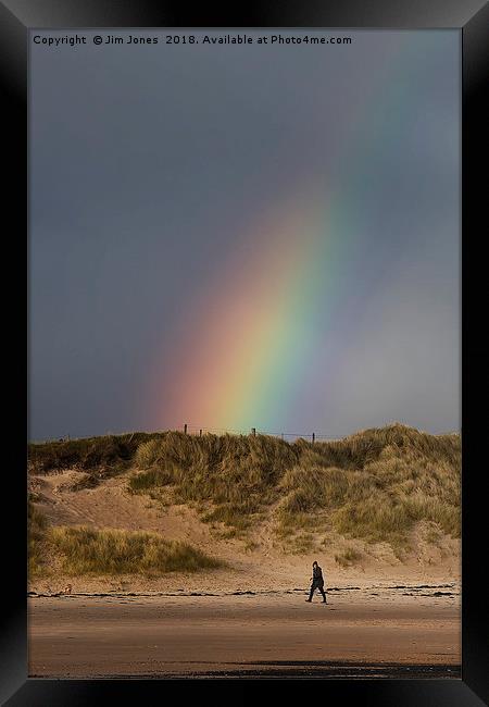 Druridge Bay Rainbow Framed Print by Jim Jones