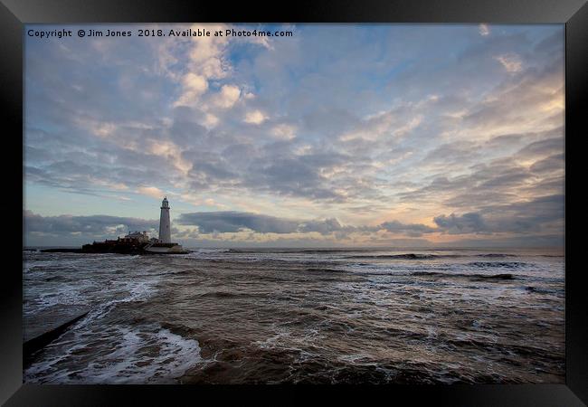 Shades of blue at St Mary's Island Framed Print by Jim Jones