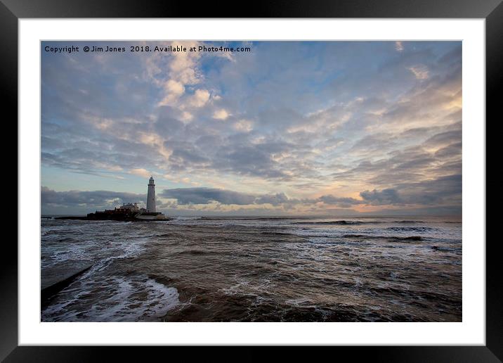 Shades of blue at St Mary's Island Framed Mounted Print by Jim Jones
