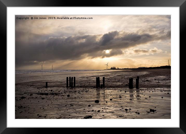 January on a Northumbrian beach Framed Mounted Print by Jim Jones