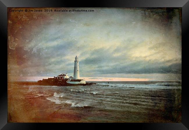 Artistic St Mary's Island and Lighthouse Framed Print by Jim Jones