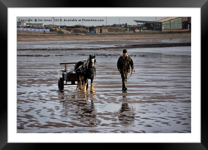 Horse and cart on the beach Framed Mounted Print by Jim Jones