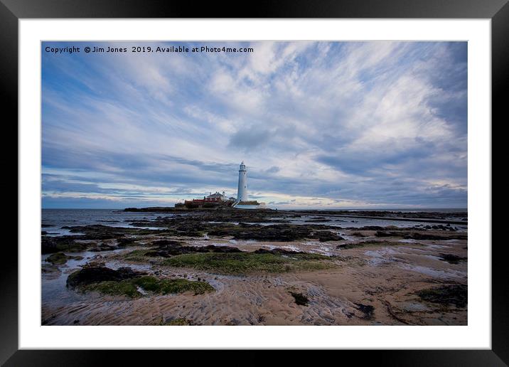 Blustery day at St Mary's Island Framed Mounted Print by Jim Jones