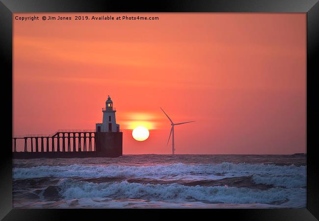 Sunrise over the North Sea at Blyth in Northumberl Framed Print by Jim Jones
