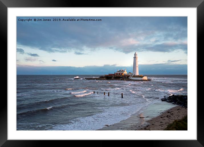 February Sunshine at St Mary's Island Framed Mounted Print by Jim Jones