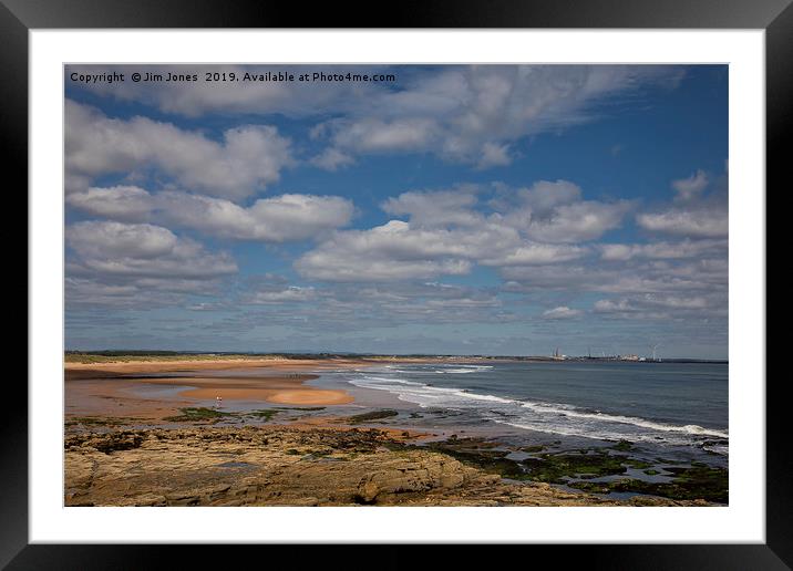 The beach at Seaton Sluice in Northumberland Framed Mounted Print by Jim Jones